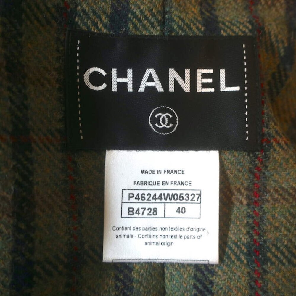 Chanel 2013 Paris-Edinburgh Snakeskin-Trimmed Plaid Jacket Brown Size 40 - Picture 8 of 10